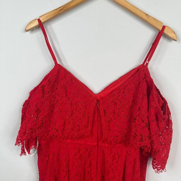 Lulus Caterina Red Lace Off-the-Shoulder Maxi Dress - Picture 8 of 10